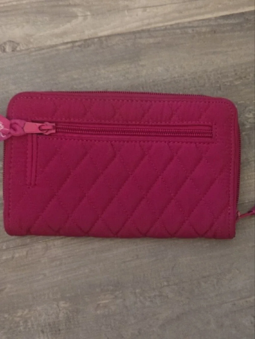 Vera Bradley Hot Pink Quilted Zip Card Holder Wallet